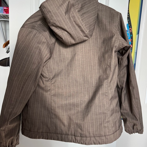 Columbia Omni-Tech Jacket Women Medium Hood Brown Tan Waterproof Ski Parka Coat - Picture 9 of 13